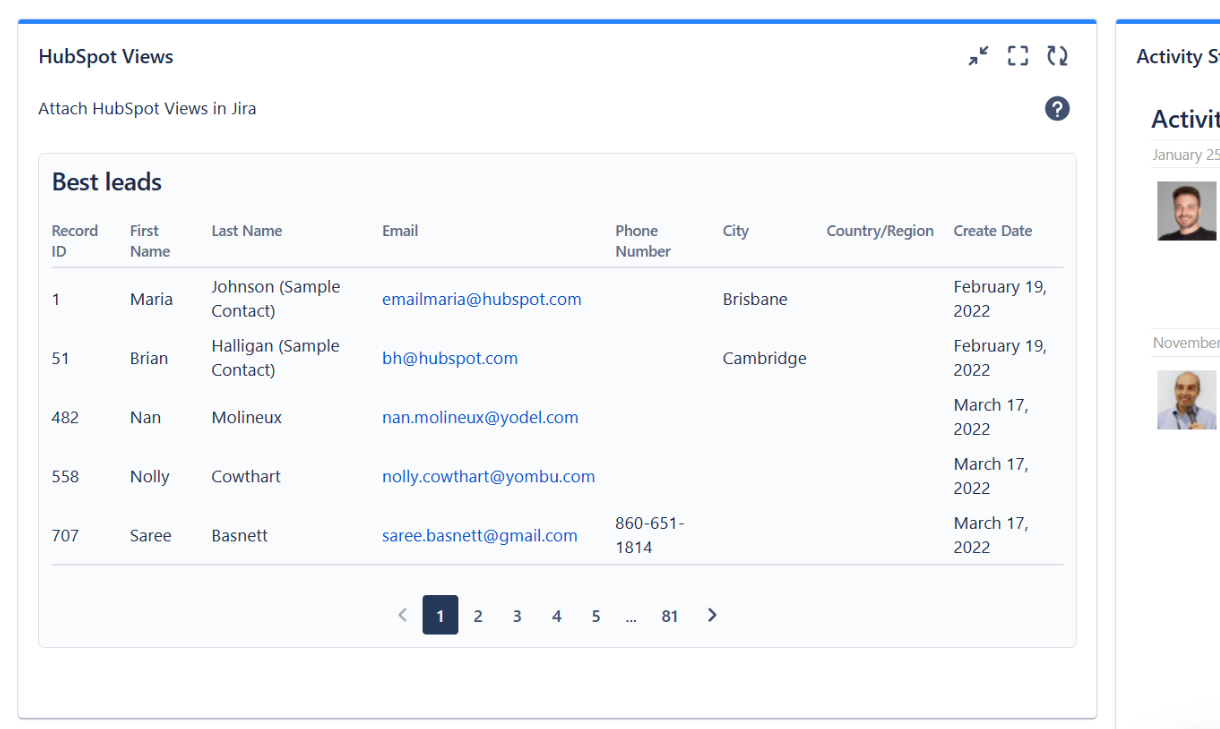 HubSpot CRM Connector gets HubSpot tickets, dashboard widget and shortcuts